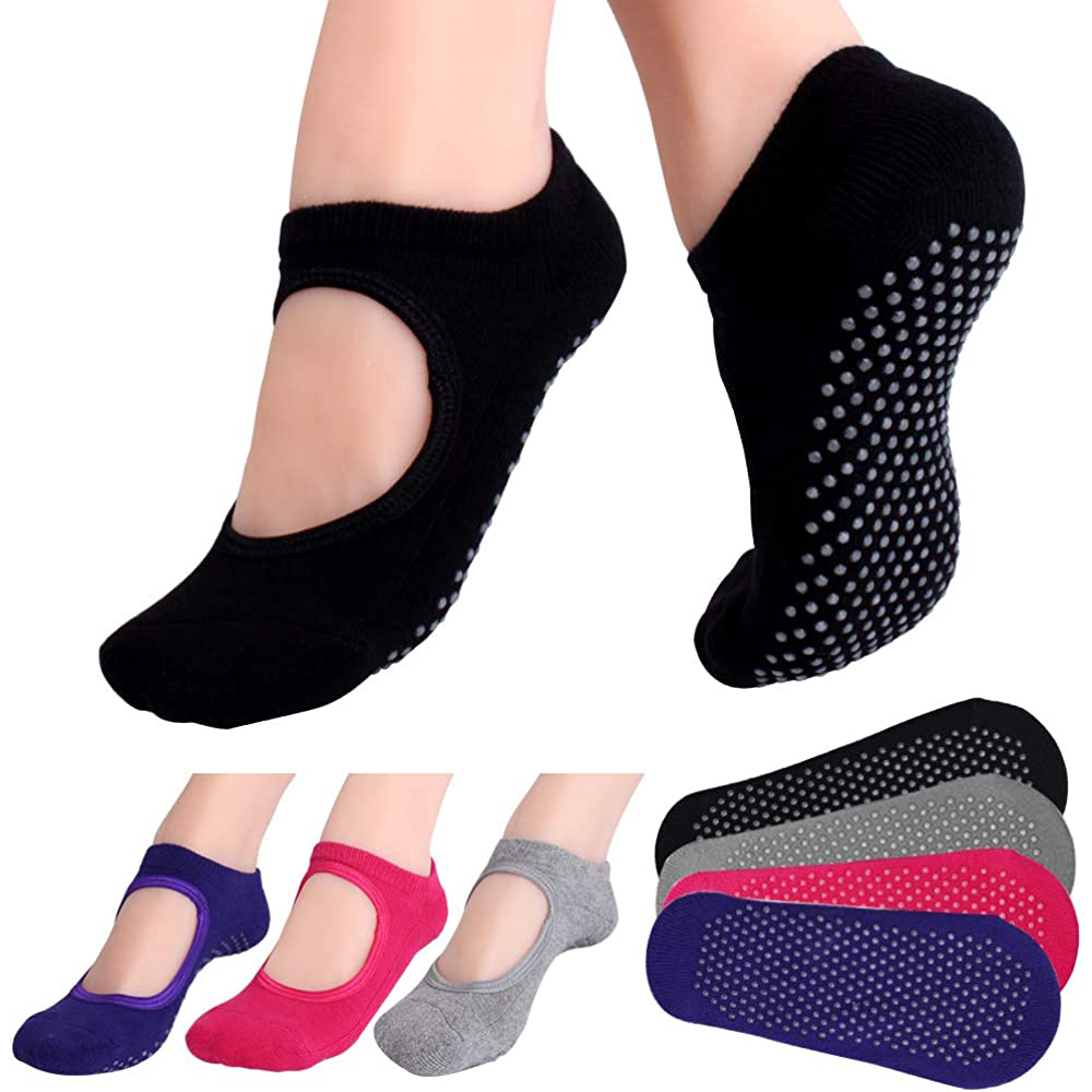 Pilates Yoga Workout - Calcetines antideslizantes con espalda descubierta para