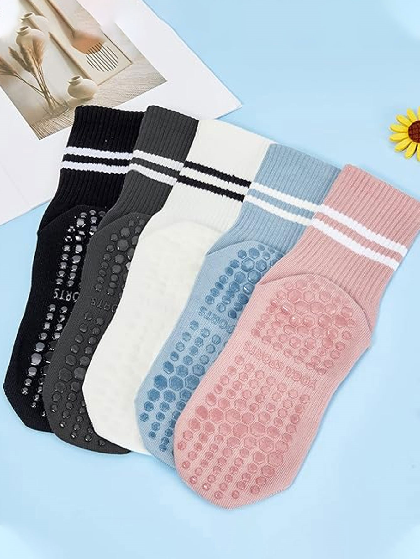 3 pares de calcetines de yoga, - Pilates Yoga Grip Socks reseña y precio